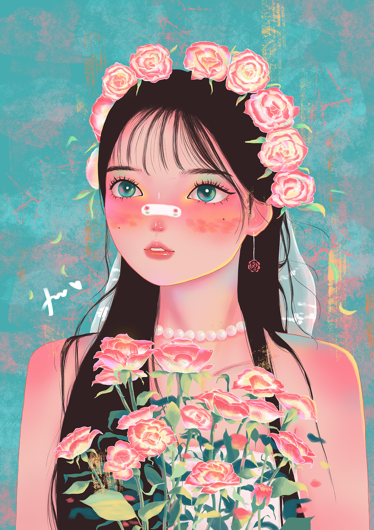 少女与花插画 合集（图ZMzI2ODc5OTk2） - 创作习作 - 站酷设计师荔枝小雪人9原创素材 - 站酷ZCOOL