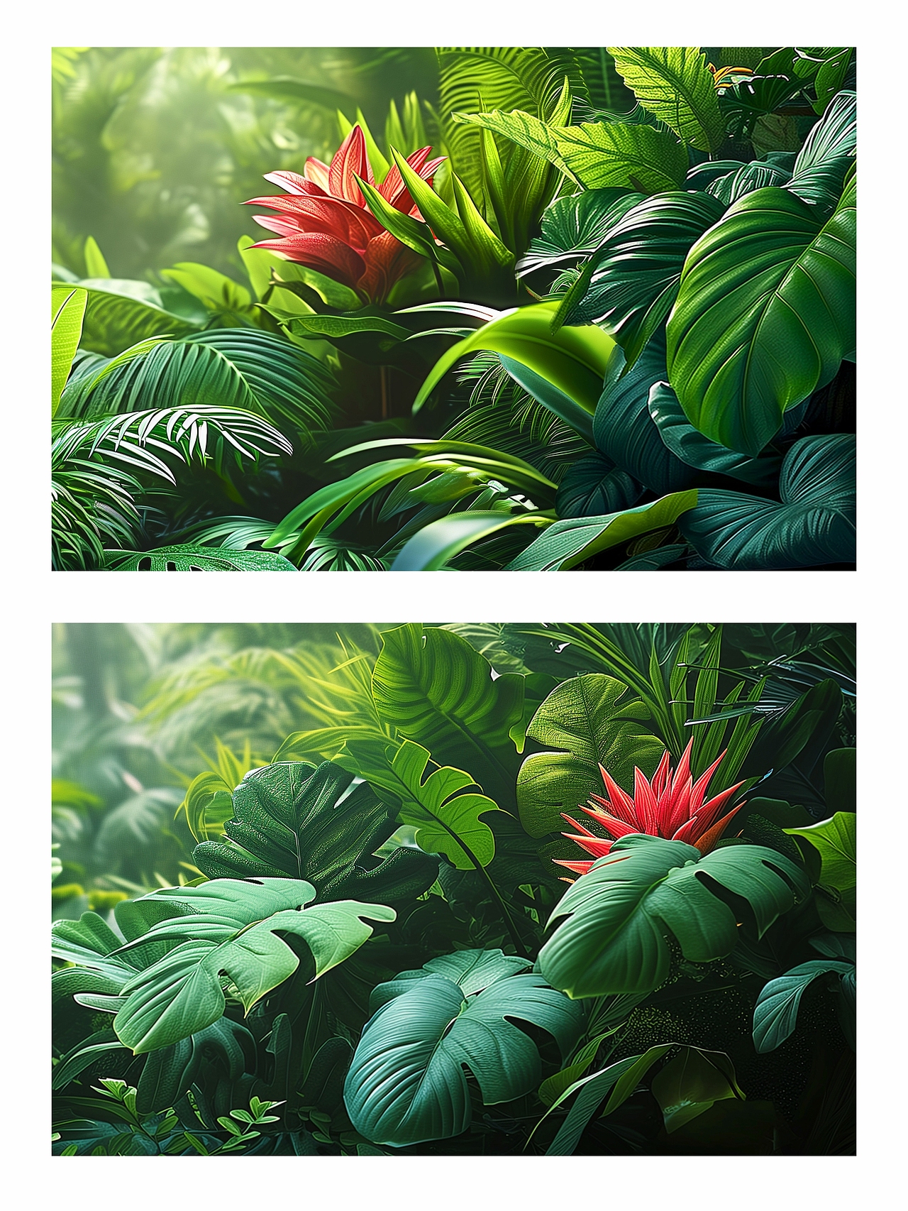 热带雨林北欧风绿植灯箱背景素材创作