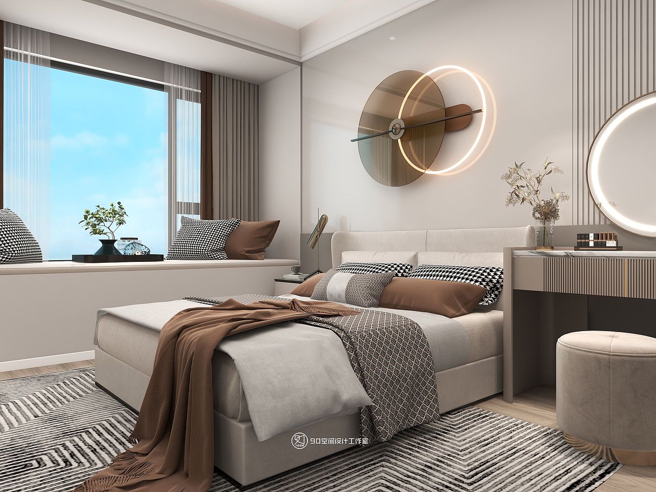 90空间设计∣131㎡现代风格,家需要一点温暖的橙色系