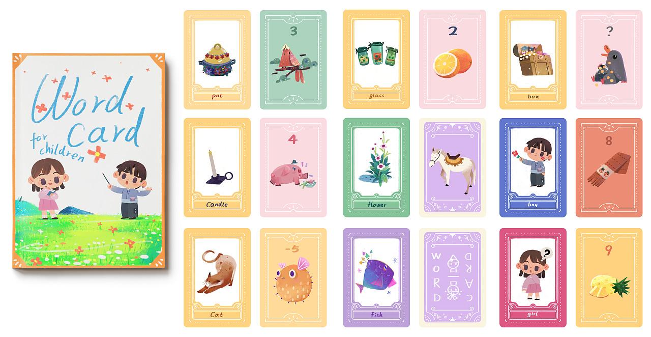 一组单词卡（图ZMjk4NjEzODQ0） - 儿童插画 - 站酷设计师鬼填青原创素材 - 站酷ZCOOL