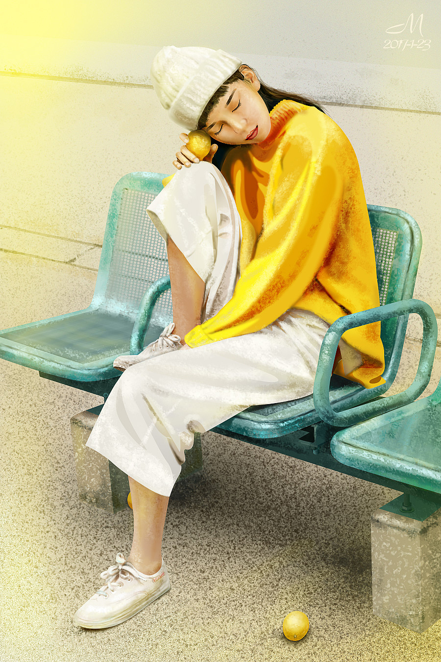 穿黄衣服的女孩——手绘（图ZNjkxOTMwMDQ=） - 创作习作 - 站酷设计师玄转木马原创素材 - 站酷ZCOOL