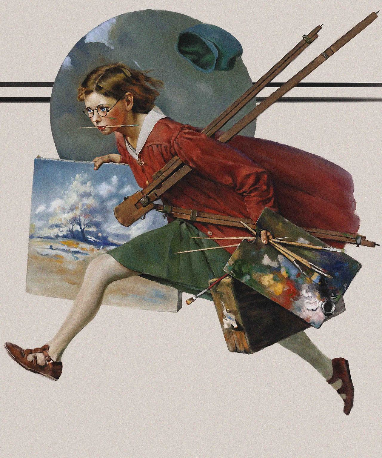 【ps厚涂】临摹诺曼·洛克威尔的的插画作品|插画|创作习作|小疏虫