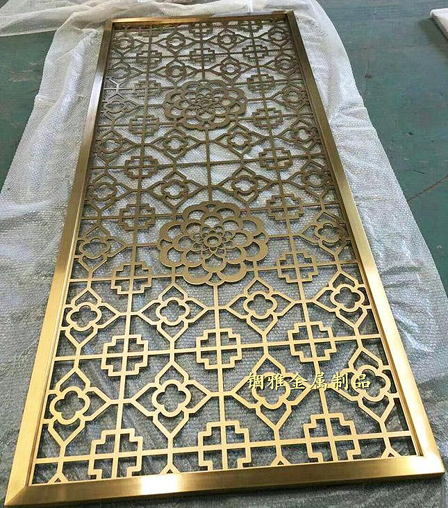 尊贵大气的纯铜雕花屏风花格铜艺浮雕壁画背景墙