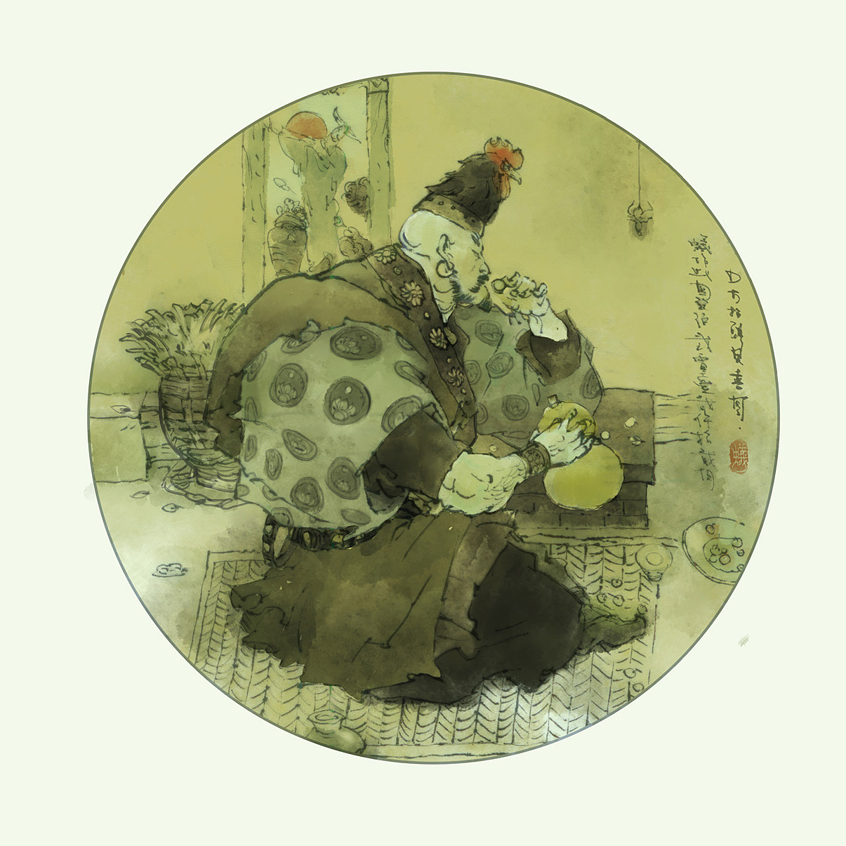 闲暇时的草纸国画图（图ZMTYwMDE3NDg=） - 其他 - 站酷设计师蚂蚁八手王原创素材 - 站酷ZCOOL