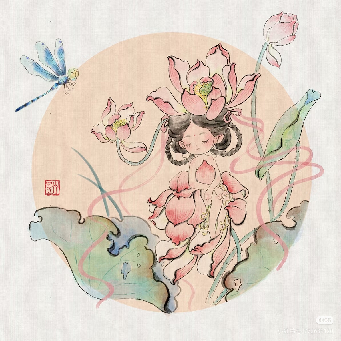 十二花神半合集:菊花、桂花、芙蓉花、桃花、荷花鸢尾