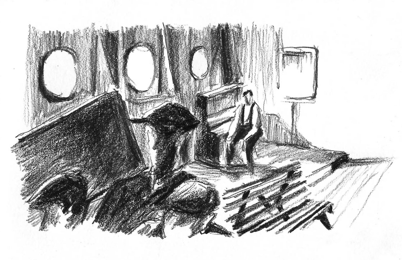 这个场景让我印象深刻,上一秒人们还在1900的美妙乐曲中载歌载舞,下一秒一声“American!”人群便作鸟兽散,只留下1900落寞的身影,这是对现实无奈的嘲讽,潮气蓬勃的美国已经逐渐代替西欧成为世界的中心。随着时代的变迁,欧洲如弗吉尼亚号巨轮一样失去了过去的光辉,但毕竟曾经的辉煌的光芒不会被历史所淹没,传奇依旧是传奇。