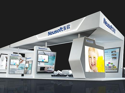 现代简约时尚数码展位展台3d效果图设计制作