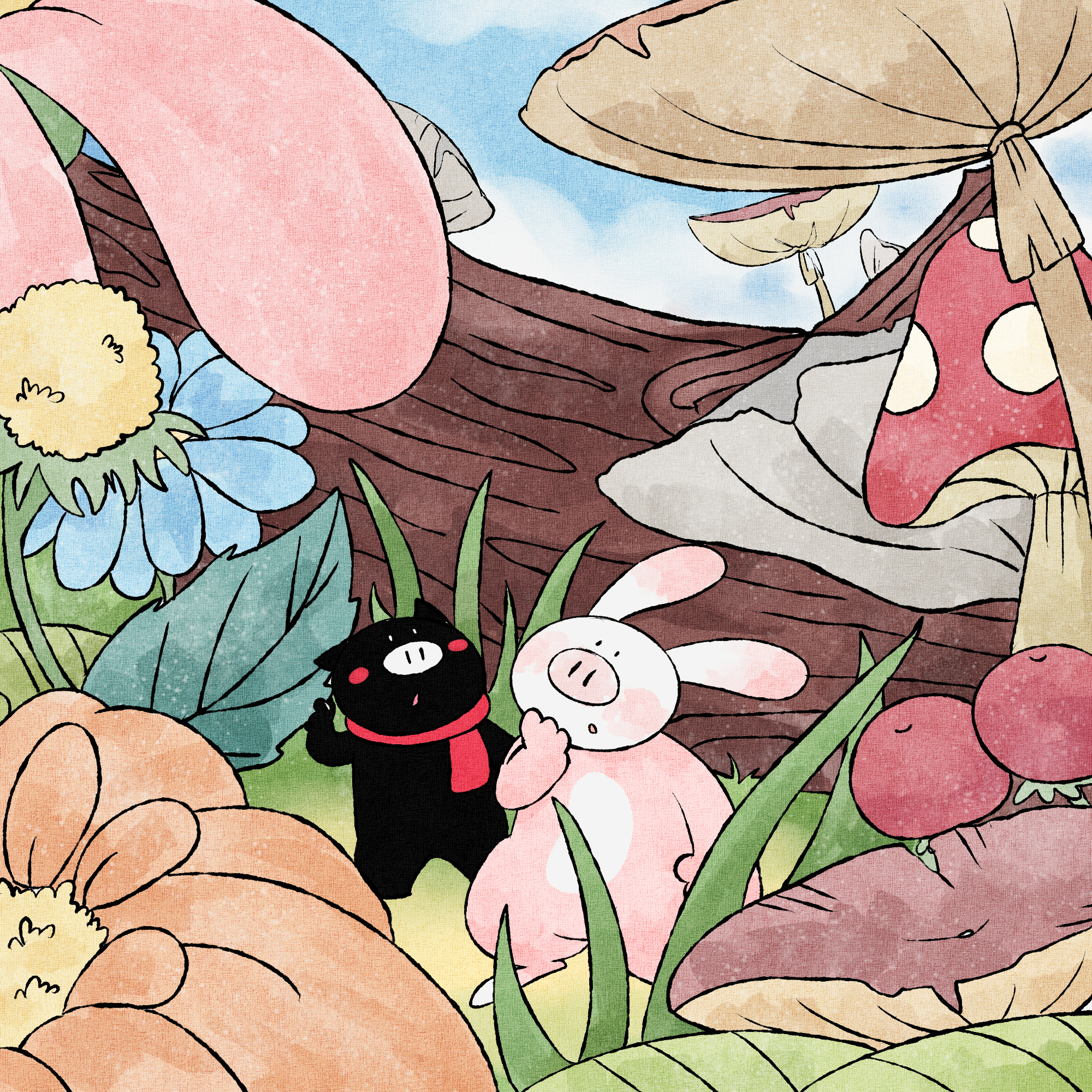 兔居与黑皮猪|插画|儿童插画|蔬女动漫工作室 - 原创作品 - 站酷