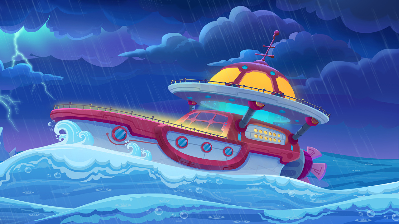 q版原画-游轮图