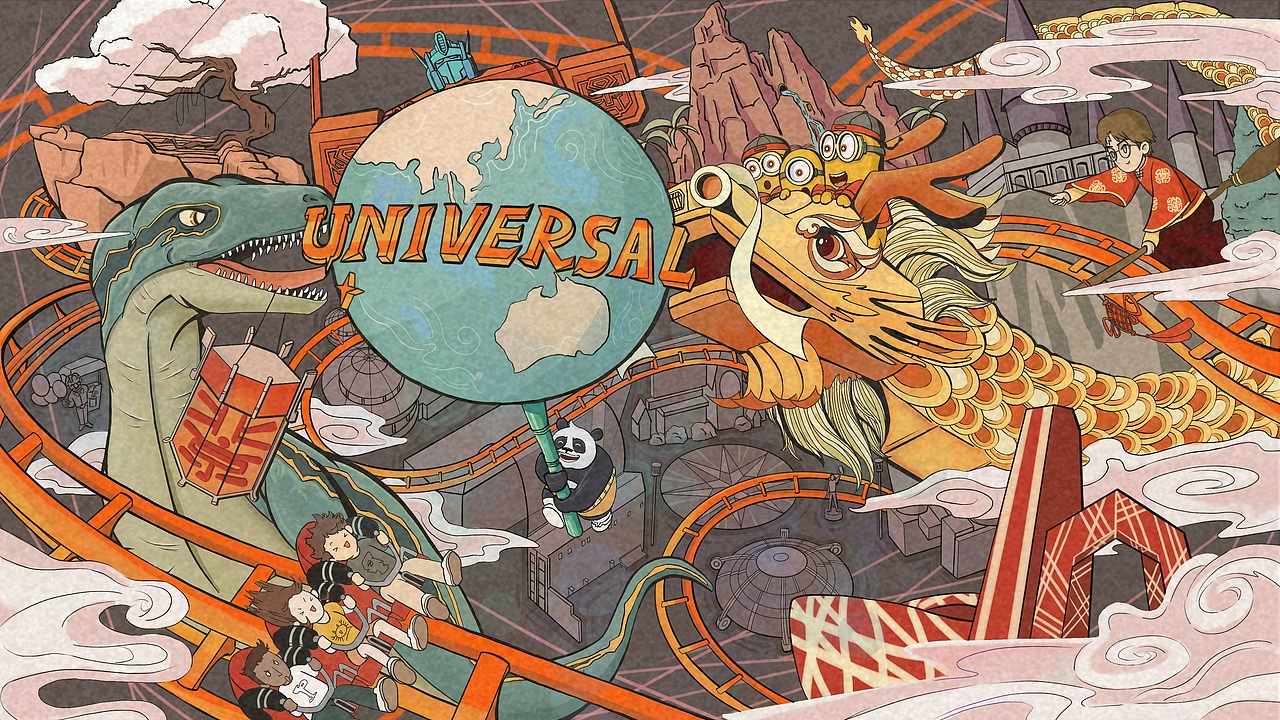 中国环球影城主题插画