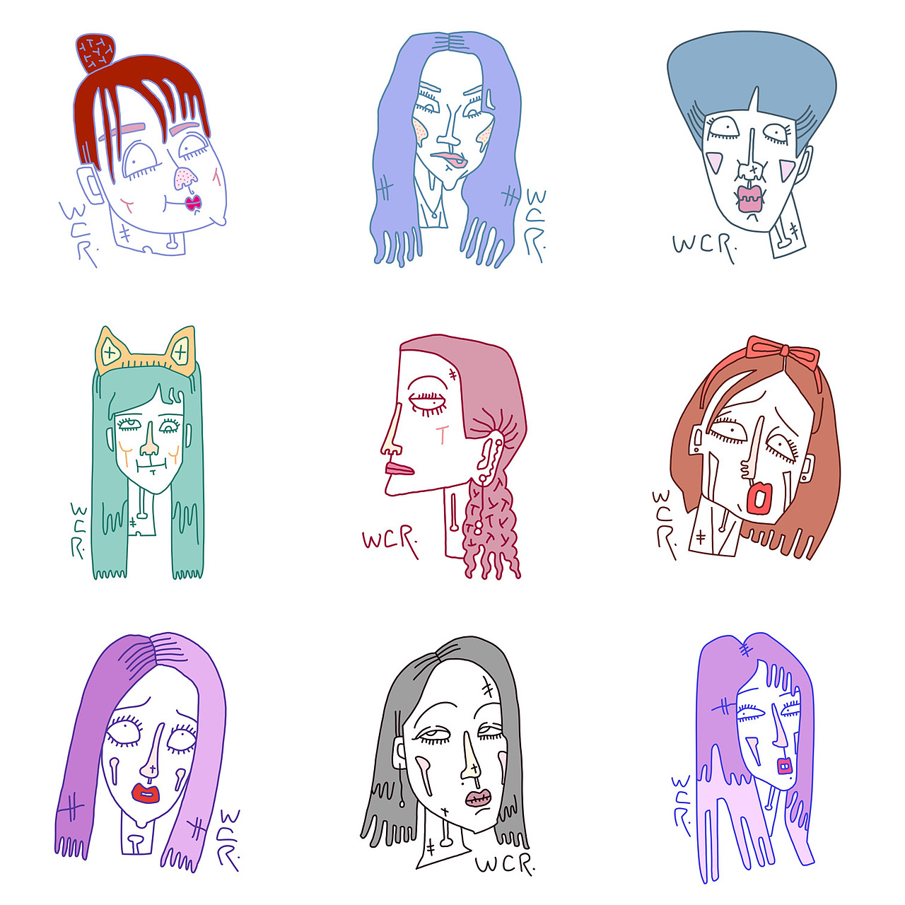 FaceDoodle/怪相涂鸦/丑叔WCR（图ZMTk3ODkxMjU2） - 新锐潮流插画 - 站酷设计师王晨睿原创素材 - 站酷ZCOOL