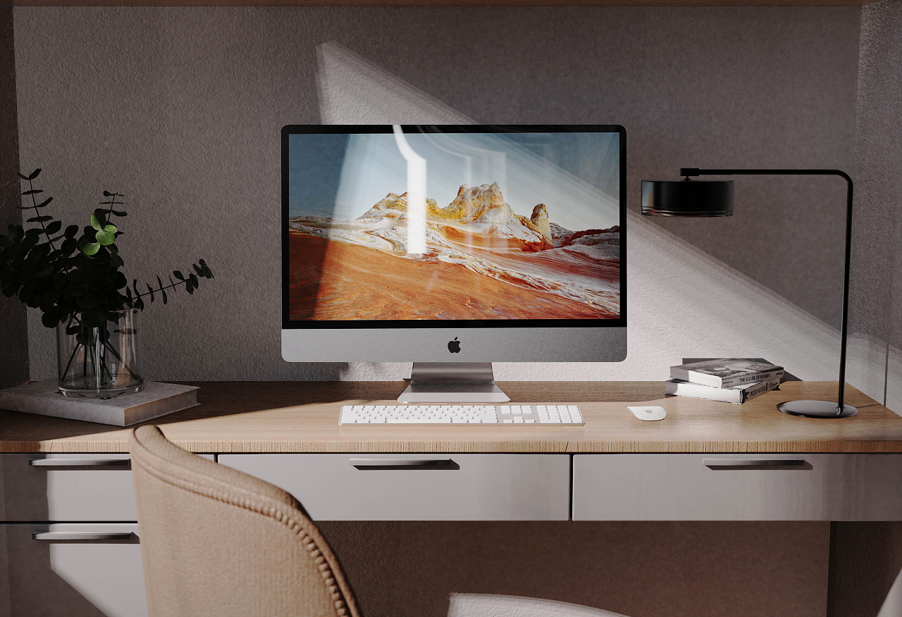 室内阳台电脑桌办公keyshot场景|三维|场景|米尼工业设计坊 - 原创