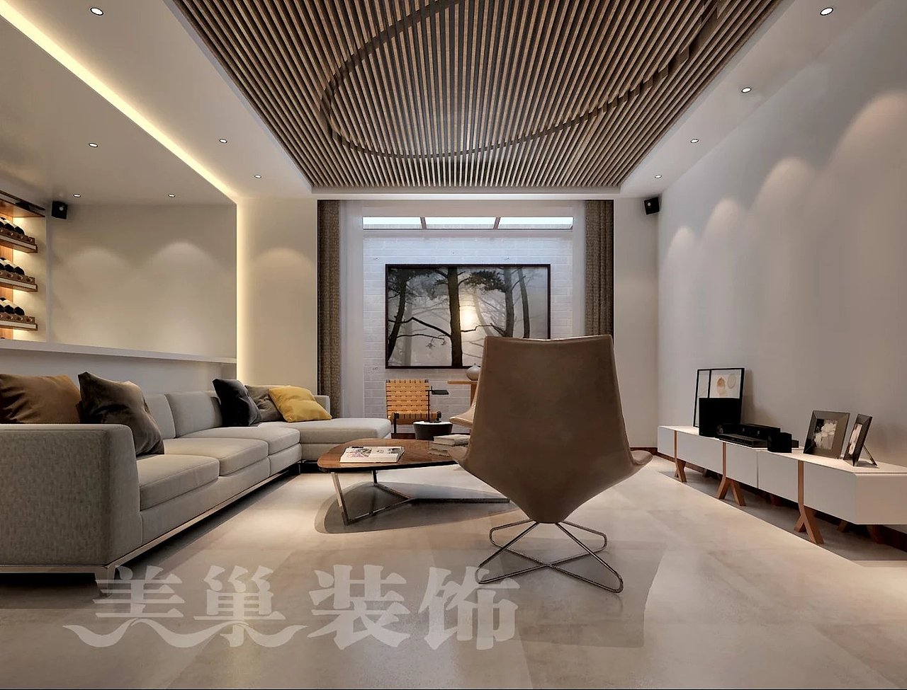 700平方复式建筑简约装修效果图——美巢