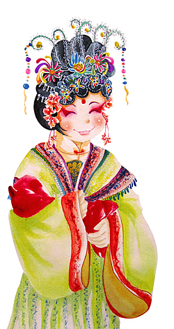 文化遗产插画&nbsp;非遗插画&nbsp;广东非物质文化遗产&nbsp;浮石飘色