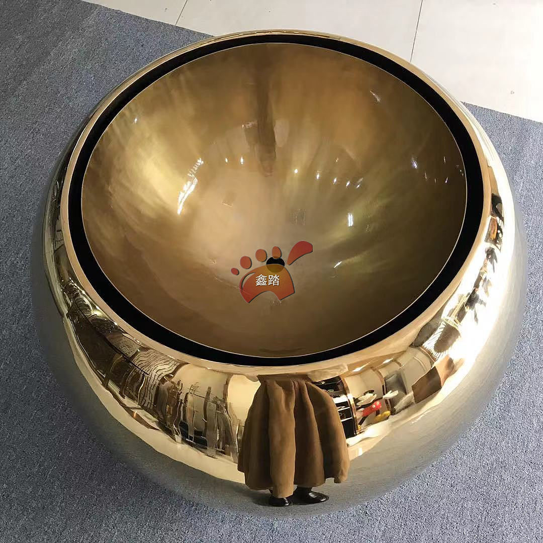镜面钛金不锈钢水钵传统手工艺术的传承酒店大堂艺术品