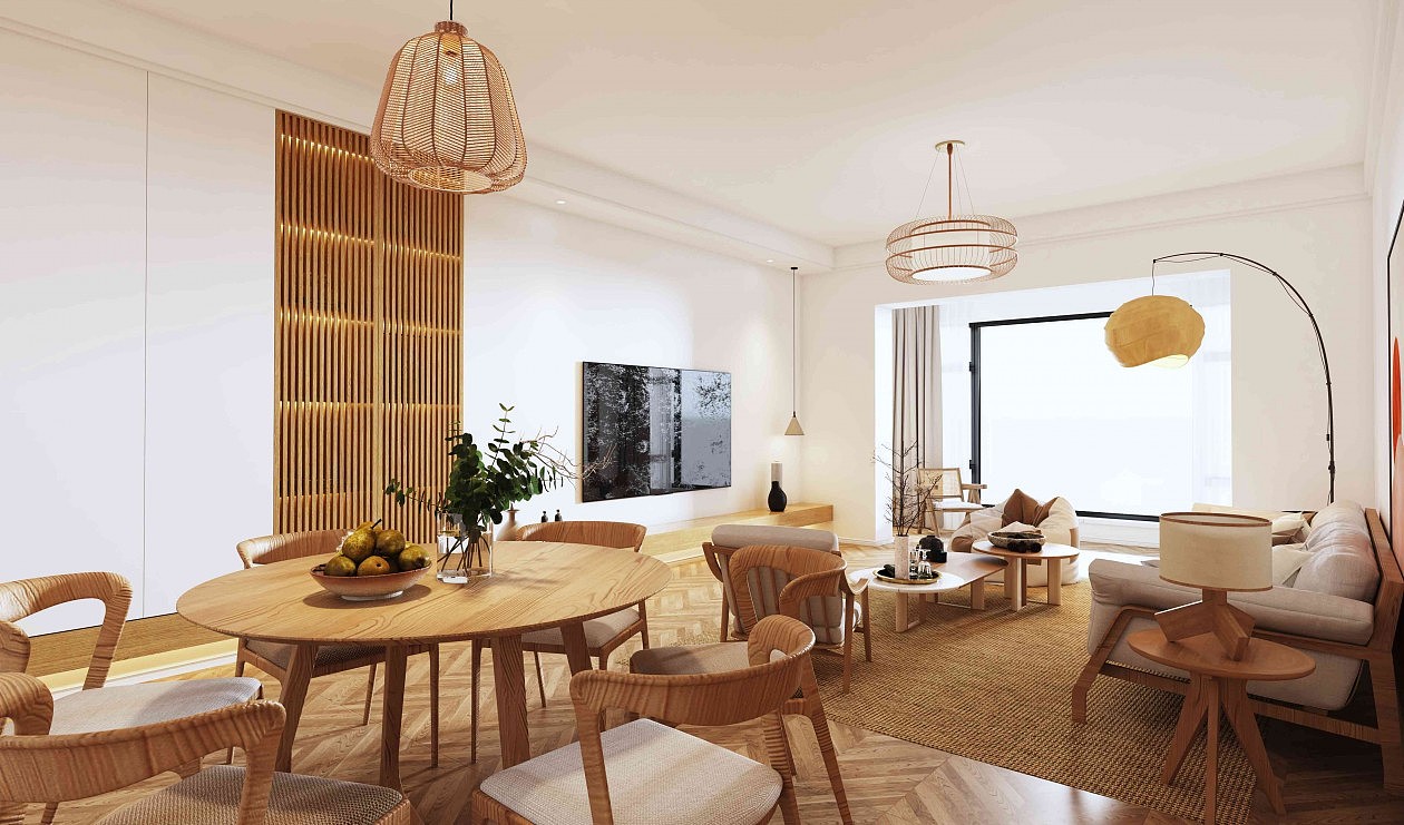 原木日系客餐厅效果图表现