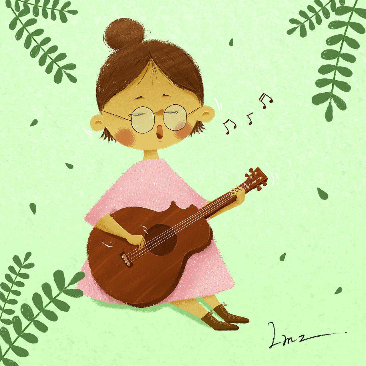 个人创作:弹吉他的小姑娘