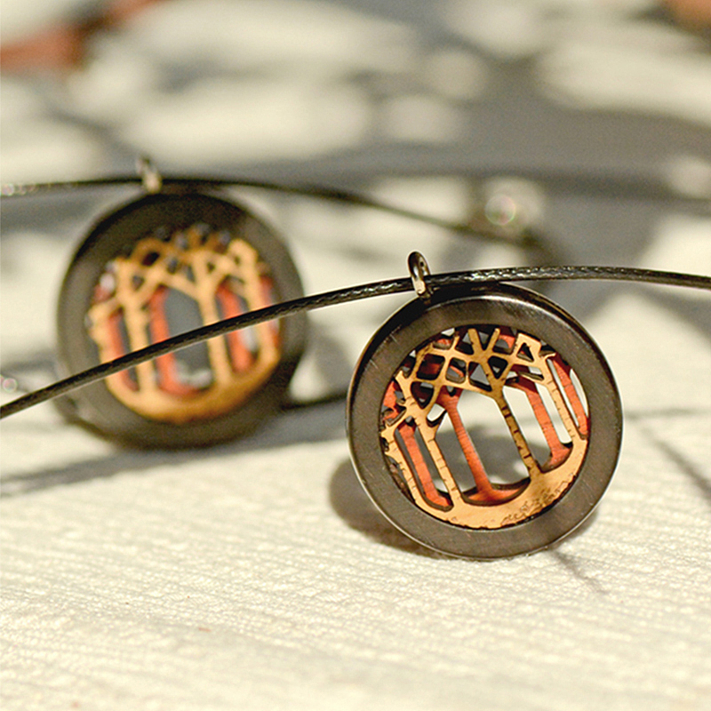 原创设计桦林项链 檀木手工制作 简约吊坠中性时尚百搭