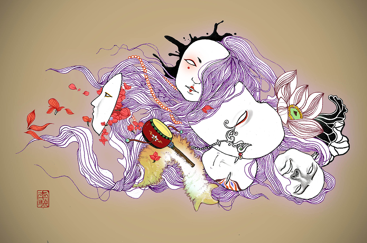 面具 | 线条插画