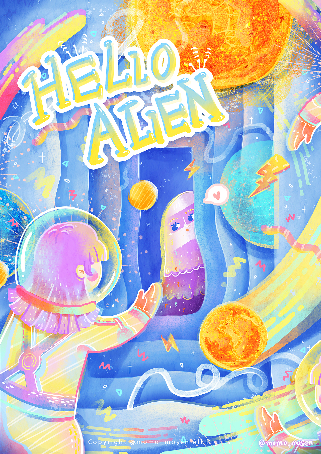 《太空幻想》插画（图ZMTU3Mjg4ODk2） - 创作习作 - 站酷设计师momo_mosen原创素材 - 站酷ZCOOL