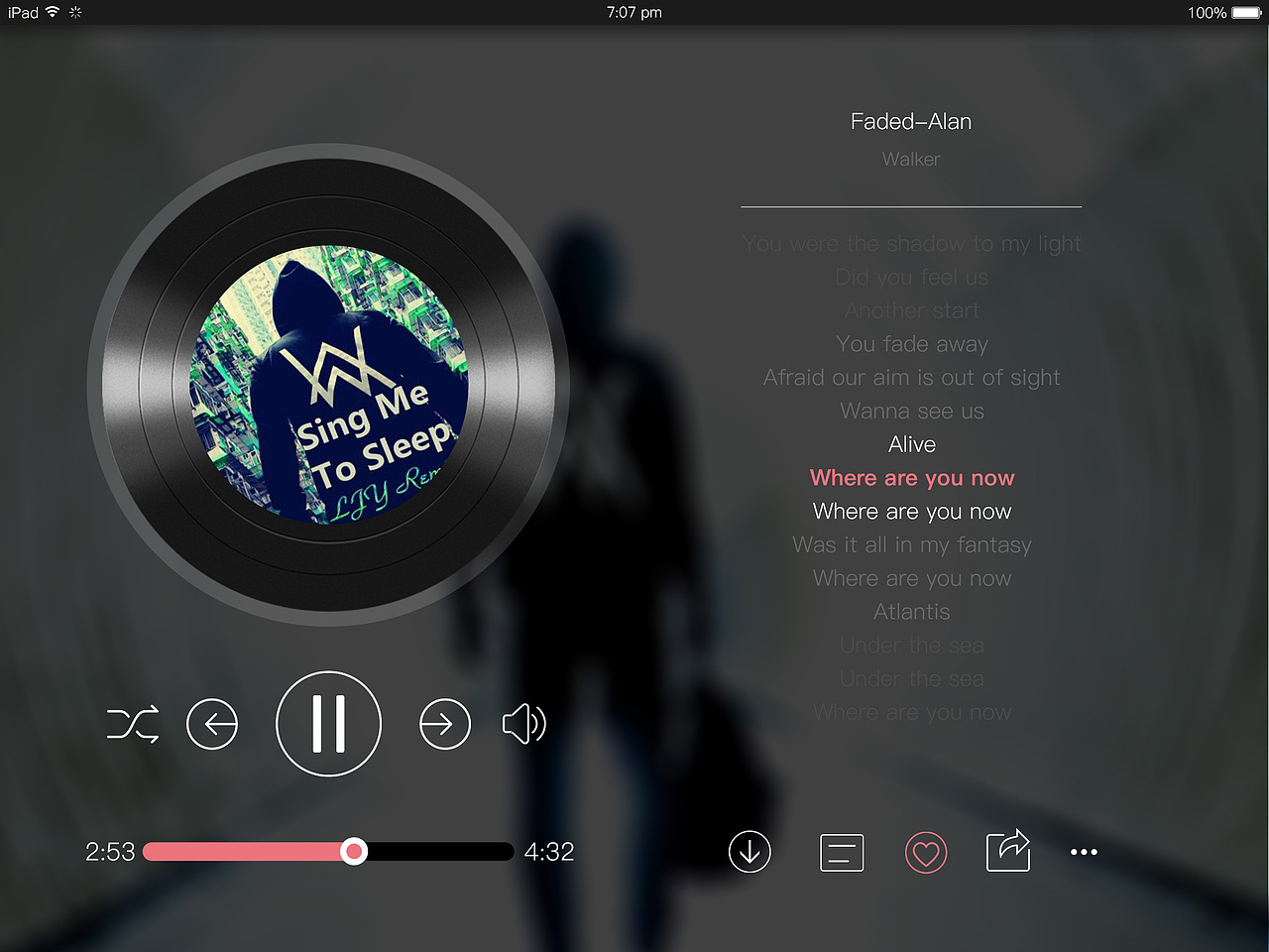 ipad Air音乐播放器界面（图ZNjU4NjA0NjQ=） - APP界面 - 站酷设计师茫路原创素材 - 站酷ZCOOL