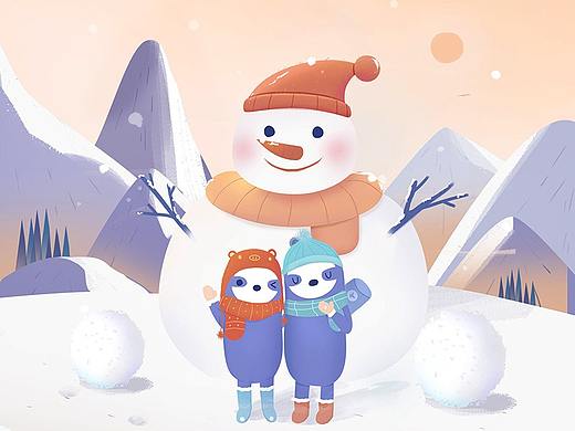 大寒冬日启动页 插画