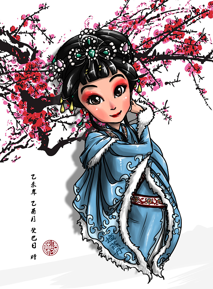 根据几张照片东拼西凑出来的造型前些日子给蚁燕丹女士画了张q版版权