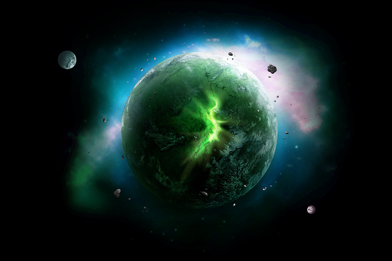 ps制作科幻效果星球&星云简单教程,一些简单的加光加影技术就省略没说