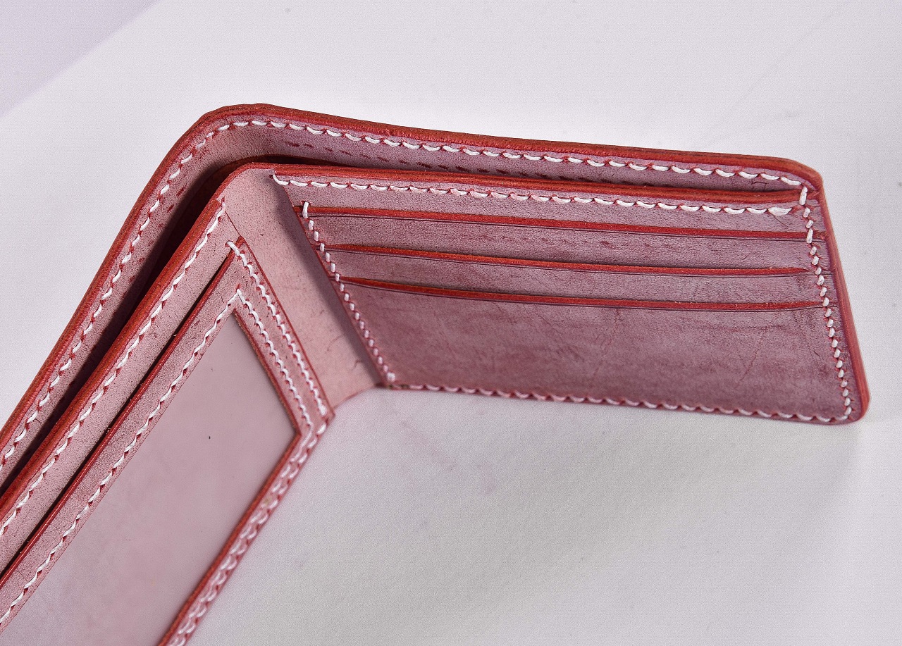 粉色雾蜡皮短夹