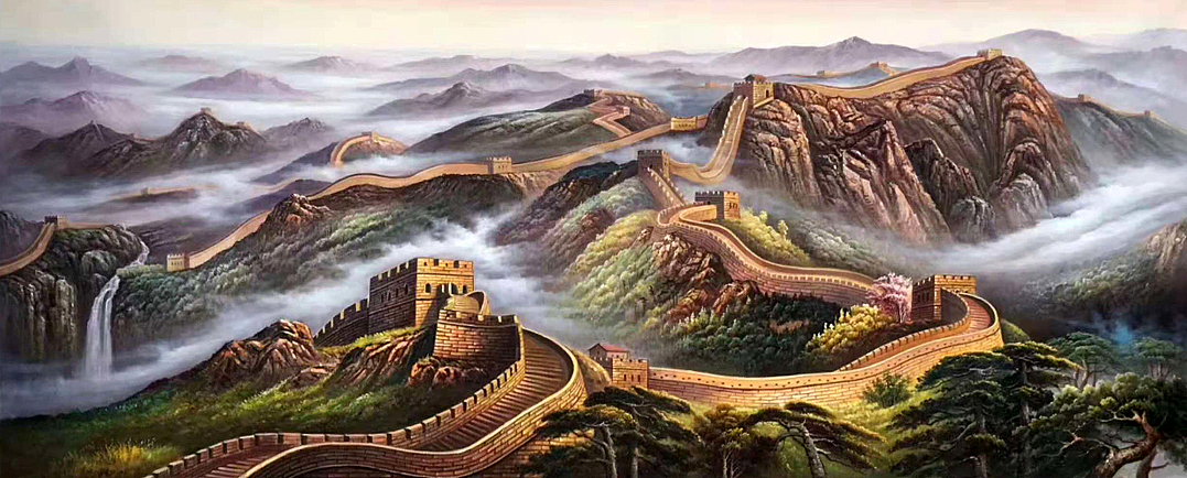 油画万里长城