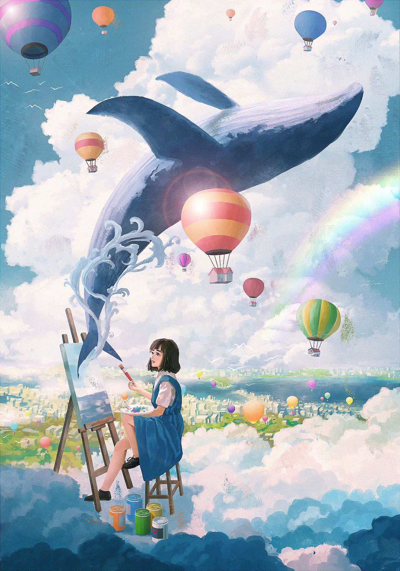 云端绘梦|插画|创作习作|梨花湾 - 原创作品 - 站酷 (zcool)