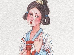 手绘水彩大唐仕女步骤图②