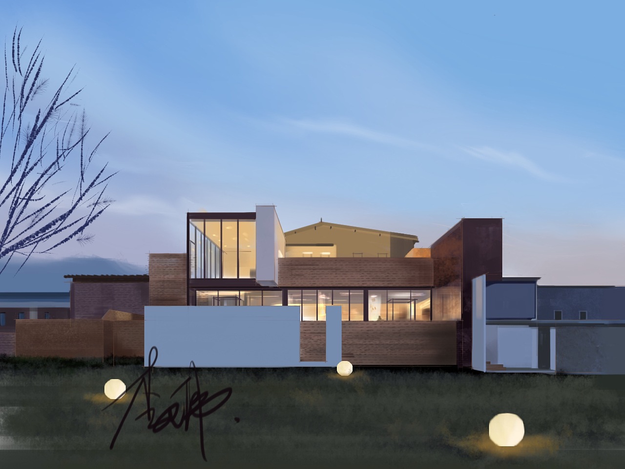 lid设计表现-sketchbook电脑快速手绘建筑空间