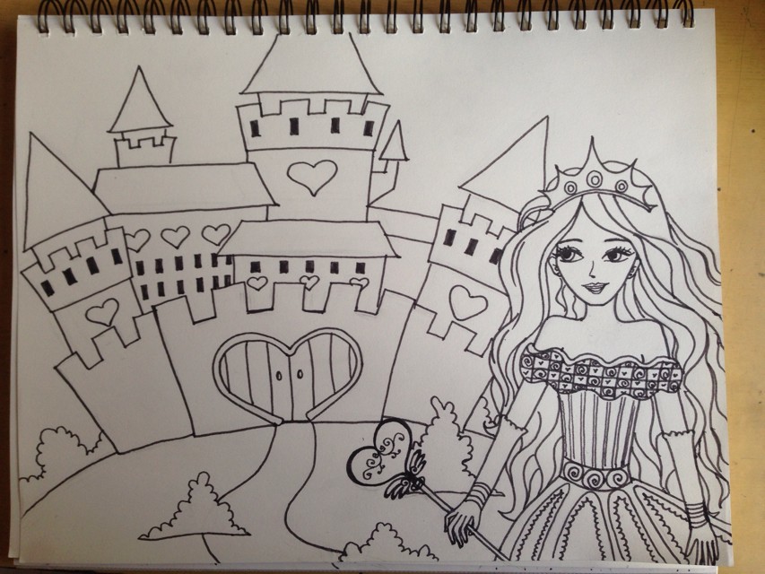 公主城堡怎么画 亲嘴图片