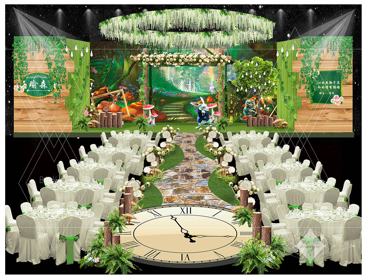 森林系婚礼布置效果图图片素材-编号28438977-图行天下