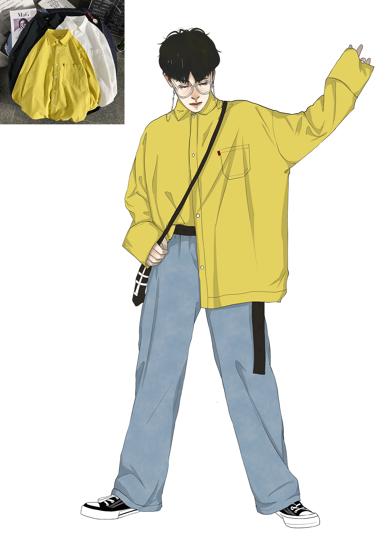 插画  男装搭配