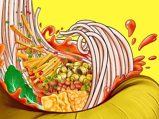 包装设计/手绘插画/特产—螺蛳粉&桂林米粉