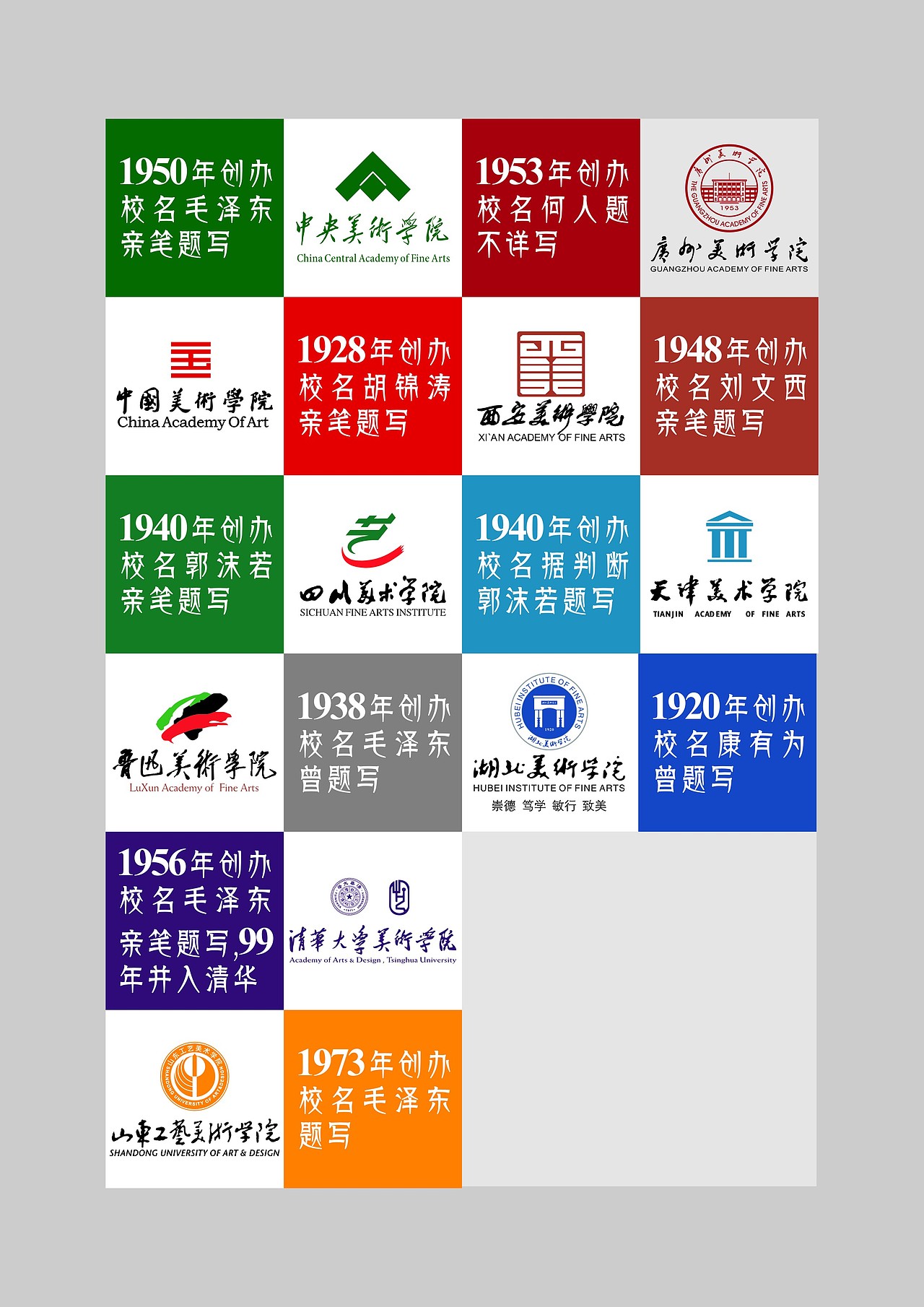 八大美院1工艺美院清华美院共计56所艺术类招生院校logo