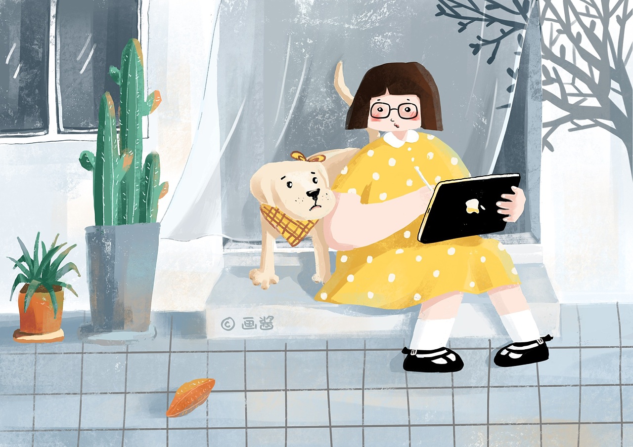 院中小憩|插画|创作习作|画宠酱 - 原创作品 - 站酷 (zcool)