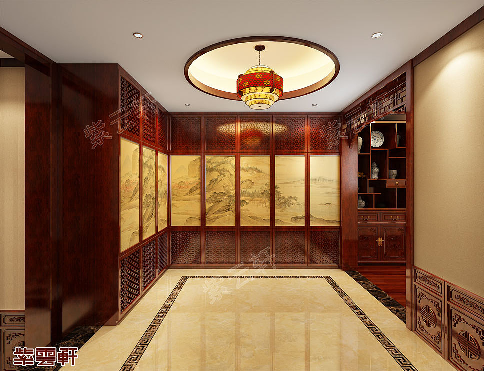 仿古豪宅主卧衣帽间实例设计