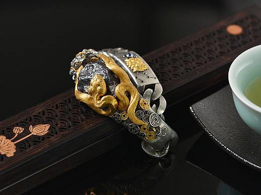设计师作品|S925银足金守护系列蛇金蟾手镯