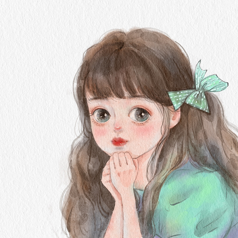 水彩风少女头像