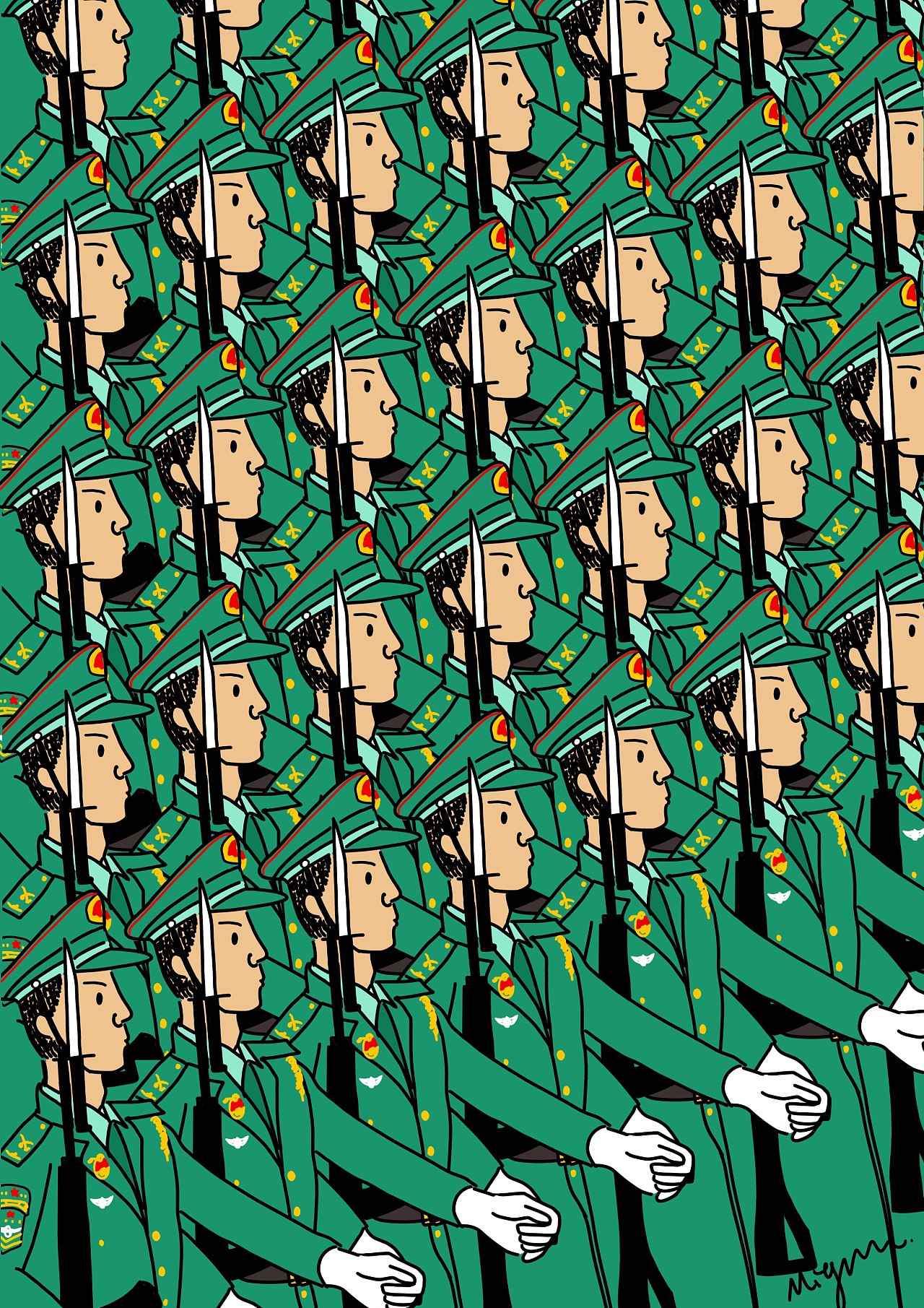 国庆70周年大阅兵|插画|创作习作|mignon颜嘟嘟 - 原创作品 - 站酷