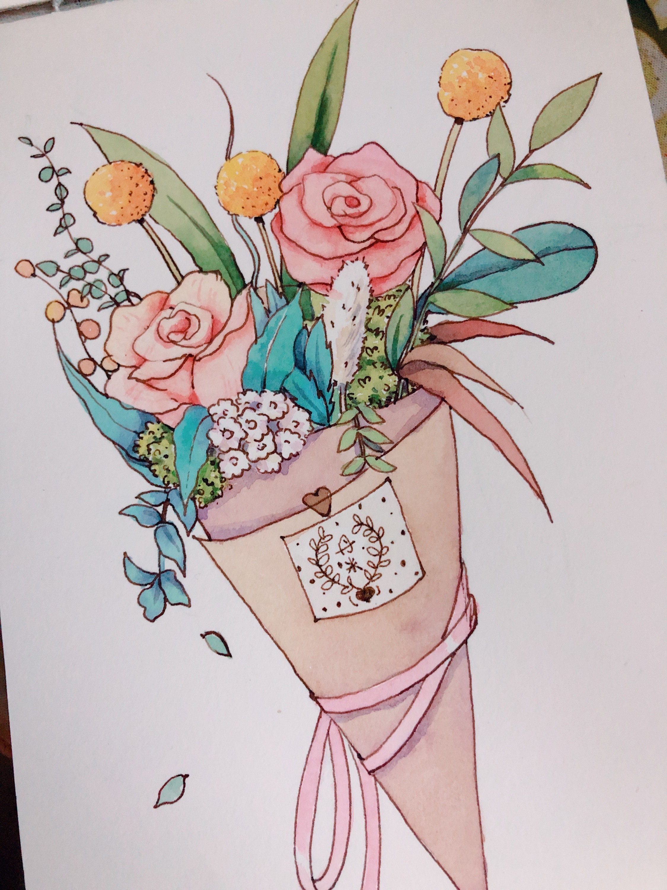 手绘植物花卉花束图片素材免费下载 - 觅知网