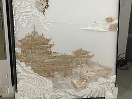 絲絹金箔肌理畫