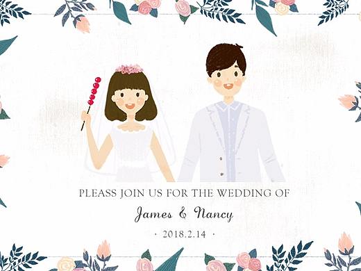 小清新婚礼贺卡邀请函插图