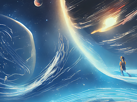 人在太空下遨游,遥望蔚蓝地球,ArtStation趋势