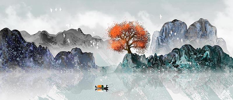 山水水墨（图ZMTU4MDkxMTAw） - 商业插画 - 站酷设计师心灵艺坊原创素材 - 站酷ZCOOL