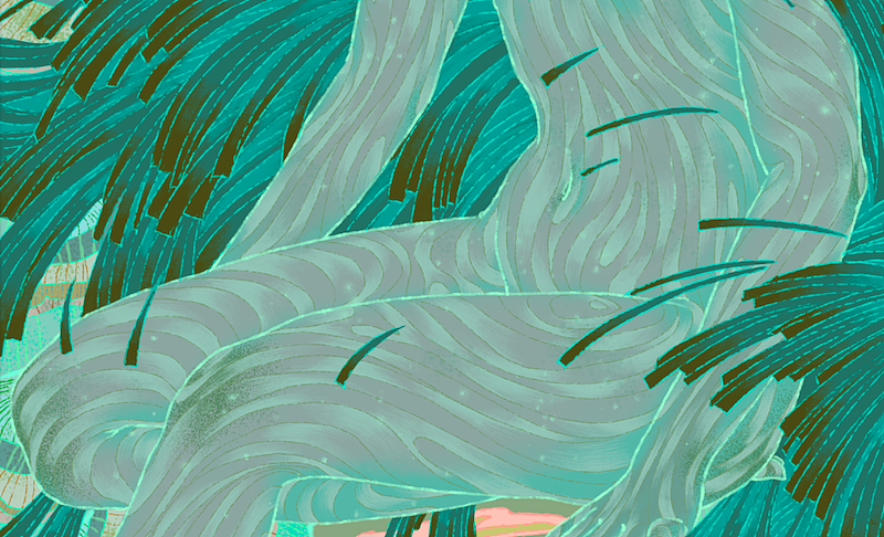 点状笔刷给人物身体加光点，还刷了一些非常非常淡的深色部分。人物算是整幅画面的重点，所以有丰富的细节会更耐看一些。