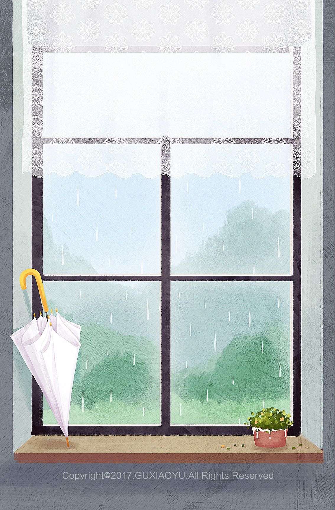 二十四节气—雨水（图ZNzA5NzA1OTY=） - 商业插画 - 站酷设计师顾小屿原创素材 - 站酷ZCOOL